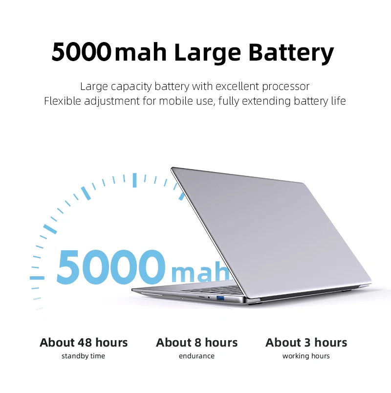 14.1" Intel Atom A3950 Ultra Slim Laptop – 12GB DDR3, Up to 2TB SSD, Windows 11 Pro