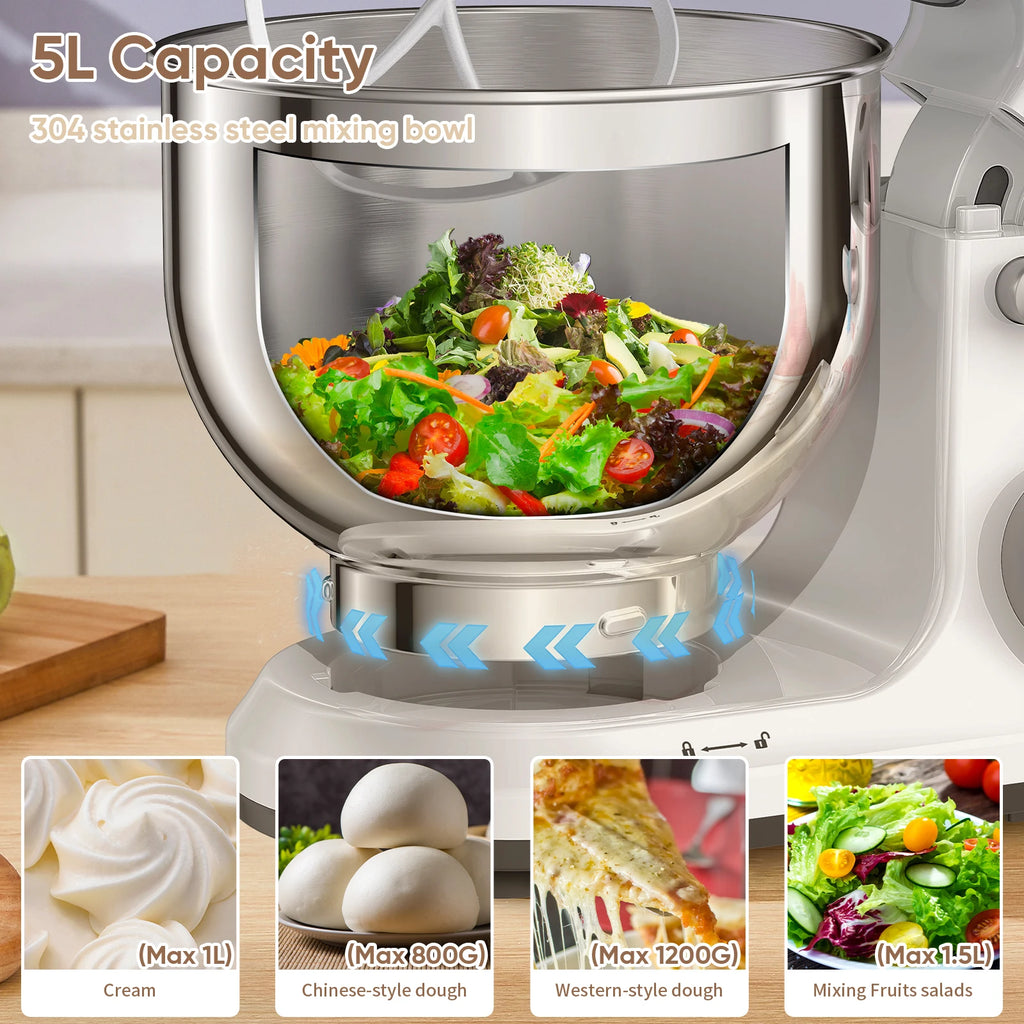 BioloMix 1200W Kitchen Stand Mixer – 11-Speed DC Motor, OLED Display, Dough Hook & Whisk Included