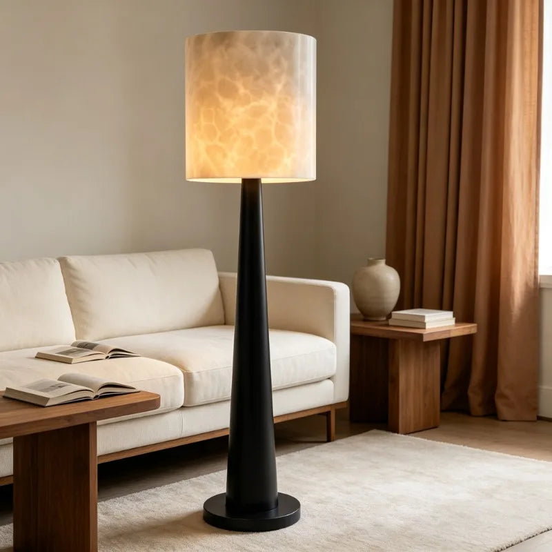 Faux Alabaster Floor Lamp – Warm Marble-Look Shade