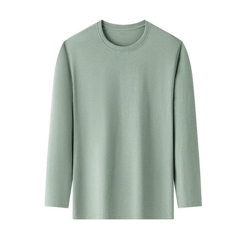 Men's Solid Color Round Neck Cotton Long Sleeve Tee — Everyday Essential