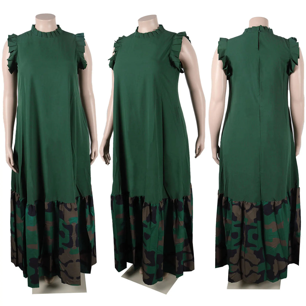 Sleeveless Ruffles A-Line Loose Elegant Maxi Dress — Casual Splice Sexy Long Dress