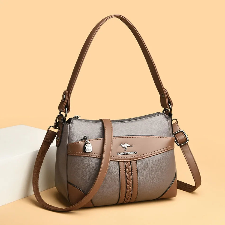 Luxury Genuine Leather Flap Shoulder Bag – Sequin Crossbody Handbag for Women