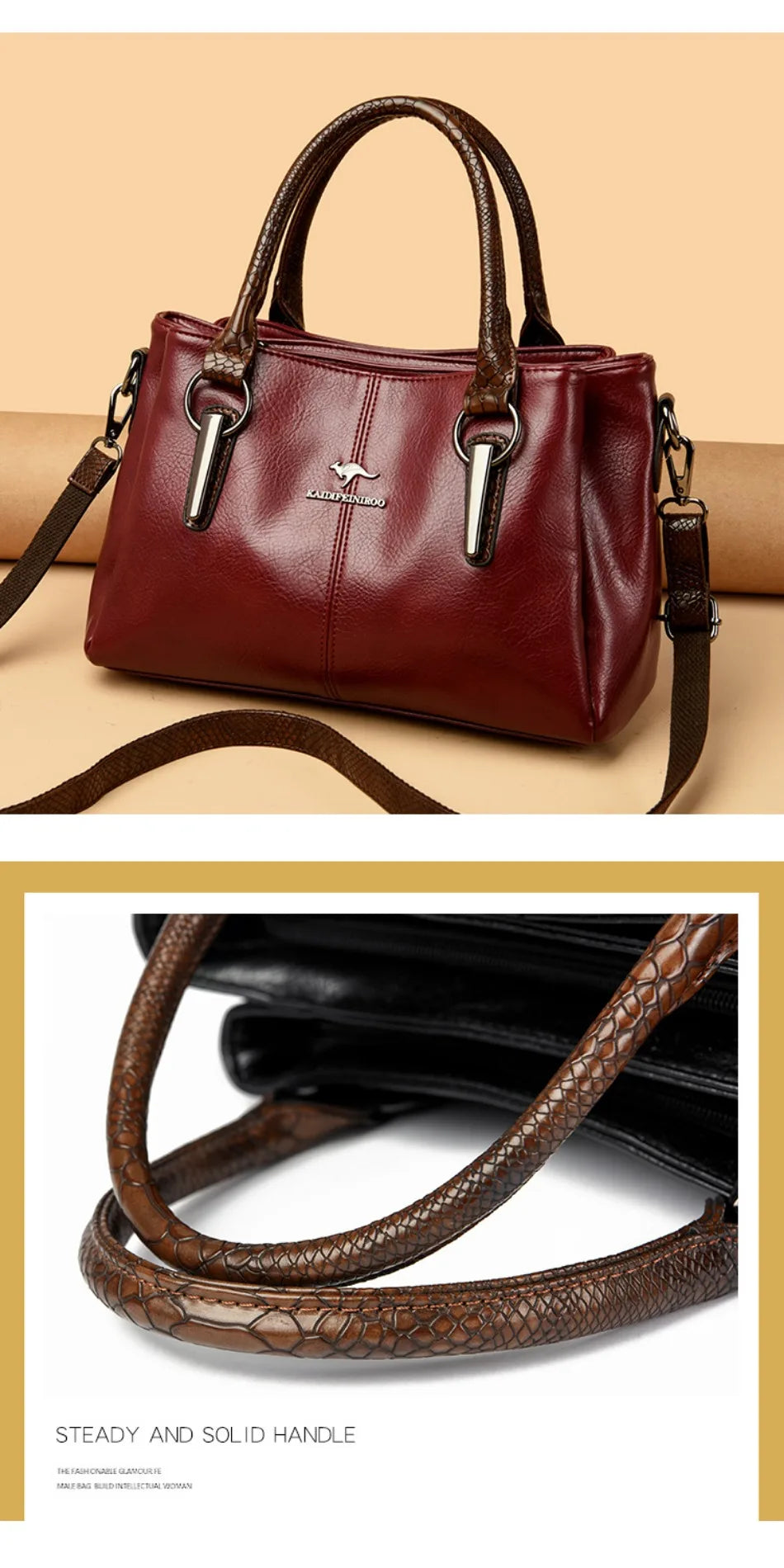 Luxury Soft Leather Large Capacity Tote Crossbody Bag – Elegant Shoulder Handbag for Women