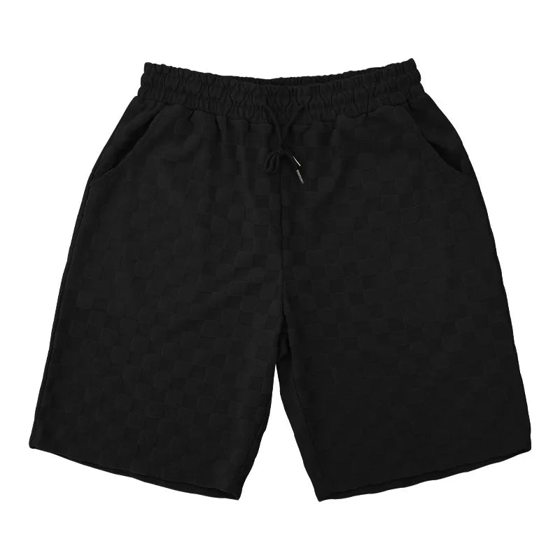 Men's Oversized Chessboard Plaid Shirt & Shorts Set – Loose Summer Leisure 2-Piece