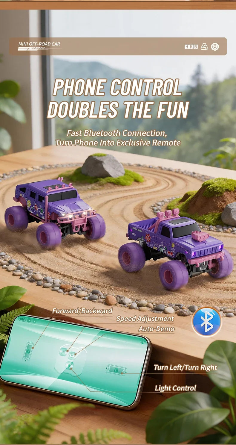 hot model 1:64 mini alloy remote control truck 2.4G four-wheel drive big foot off-road vehicle simulation model children toy car