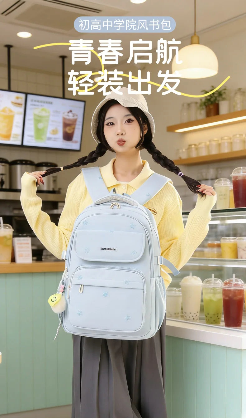 Girls School Backpack – Nylon Everyday Book Bag