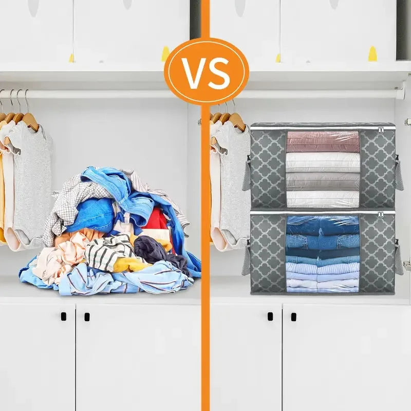 Foldable Clothes & Quilt Storage Bag – Large Capacity Dustproof Bedroom Closet Organizer