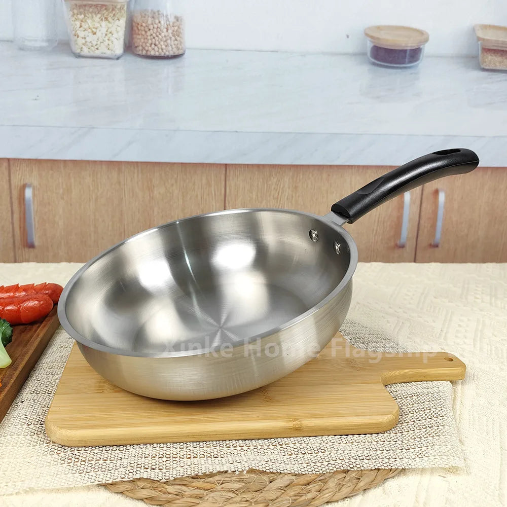 Stainless Steel Wok – Uncoated 24cm & 26cm Frying Pan