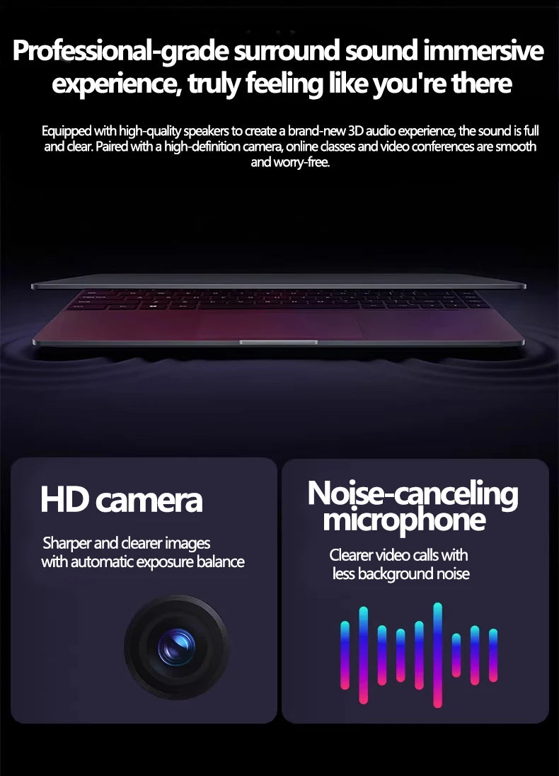 15.6" Intel Slim Laptop – Fingerprint, Backlit Keyboard, Up to 32GB DDR4, 2TB SSD, Windows 11
