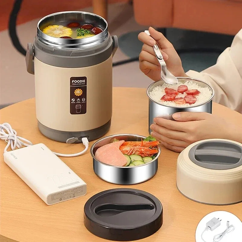 USB Heated Lunch Box – Stainless Steel 65°C Warmer