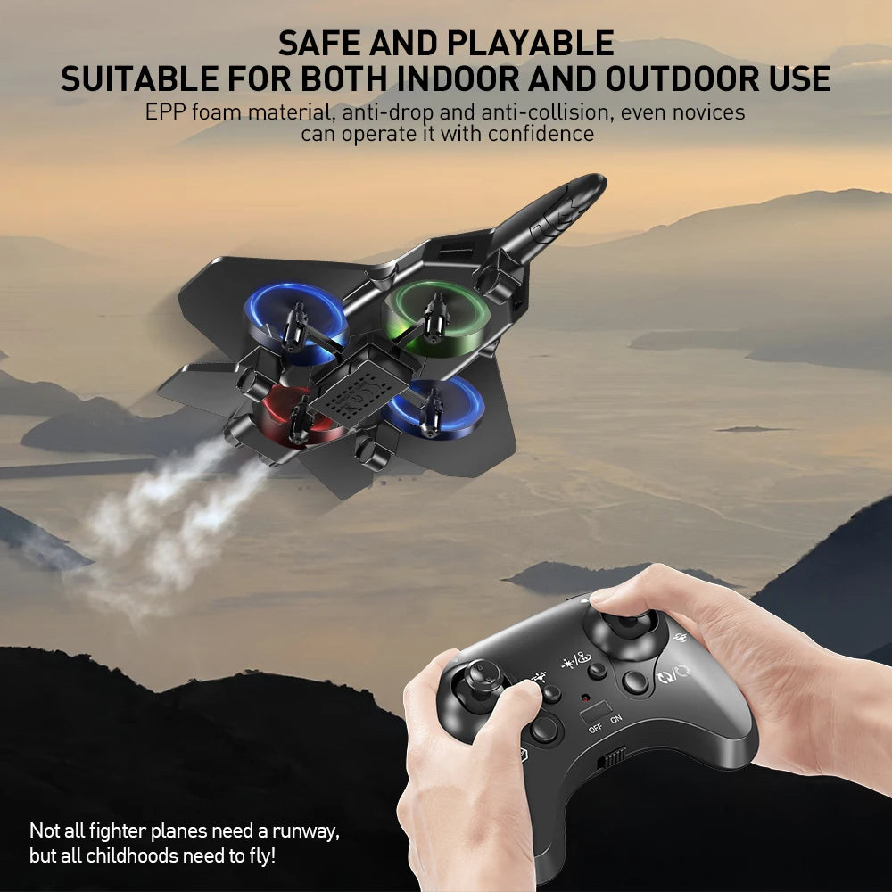 E72 Foam Stunt Drone Fighter – 2.4G Fixed Height Hover RC Aircraft with LED Lights & 360° Flip
