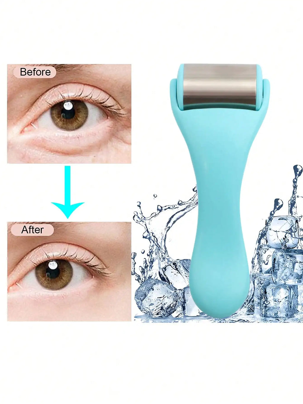 Ice Roller Face Massager – Skin Tightening, Firming & Puffiness Relief Tool with 50 Ice Beads