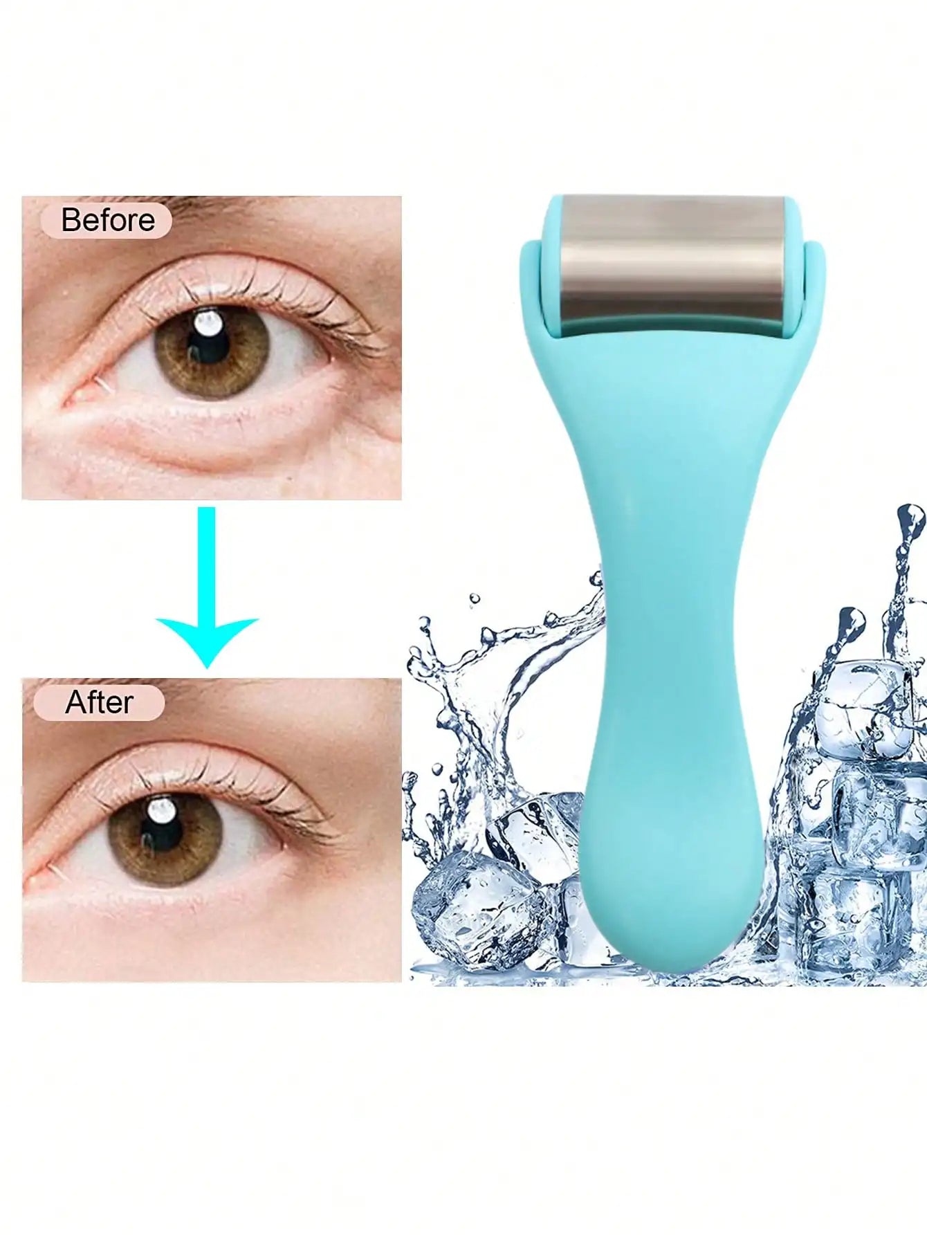 Ice Roller Face Massager – Skin Tightening, Firming & Puffiness Relief Tool with 50 Ice Beads