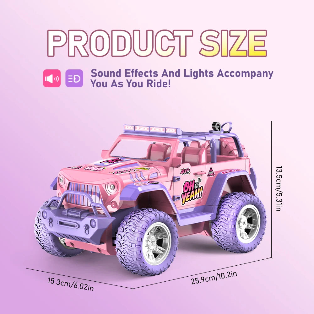 1:16 Pink remote control car DIY stickers music light spray off-road toy car Christmas gift