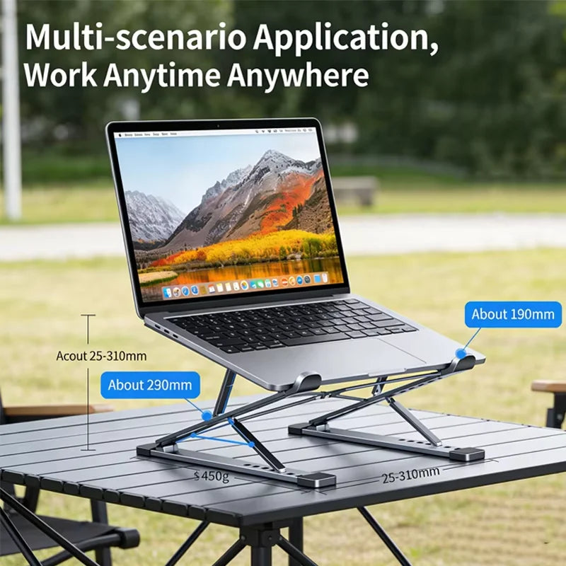 Aluminum Alloy Foldable Laptop Stand | Anti-Slip, Height-Adjustable, Portable, Compatible with MacBook & All Laptops