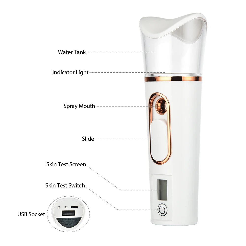 Handheld Nano Mist Facial Steamer – Portable Hydrating Humidifier with LED Display