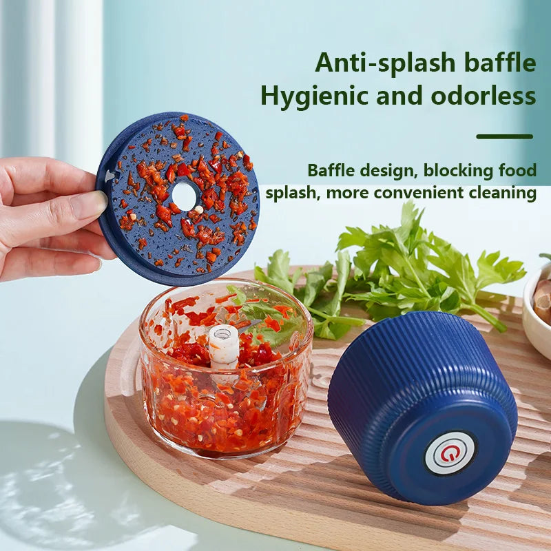 Electric Mini Garlic Chopper 8.8oz — USB Meat Grinder & Ginger Vegetable Masher