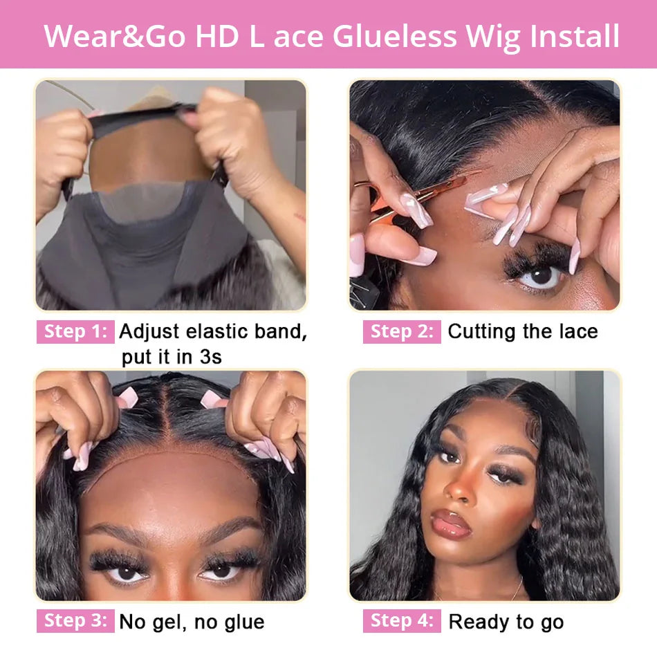 40–50 Inch Water Wave Curly Lace Front Wig | 300% Density 13x4 13x6 7x5 HD Glueless Brazilian Human Hair for Women
