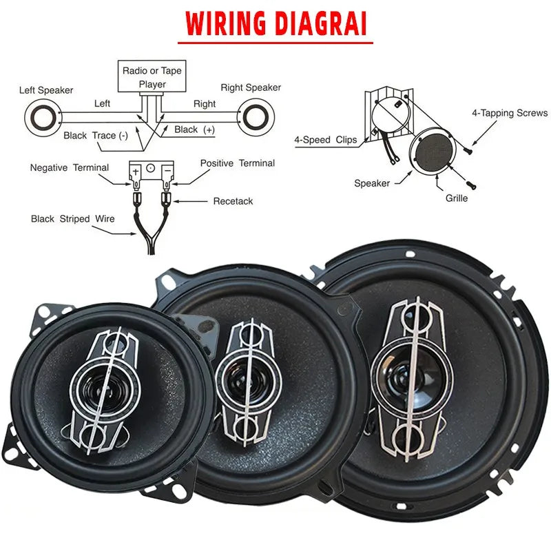Car Coaxial Speakers – 4-Way Pair in 4, 5 & 6 Inches