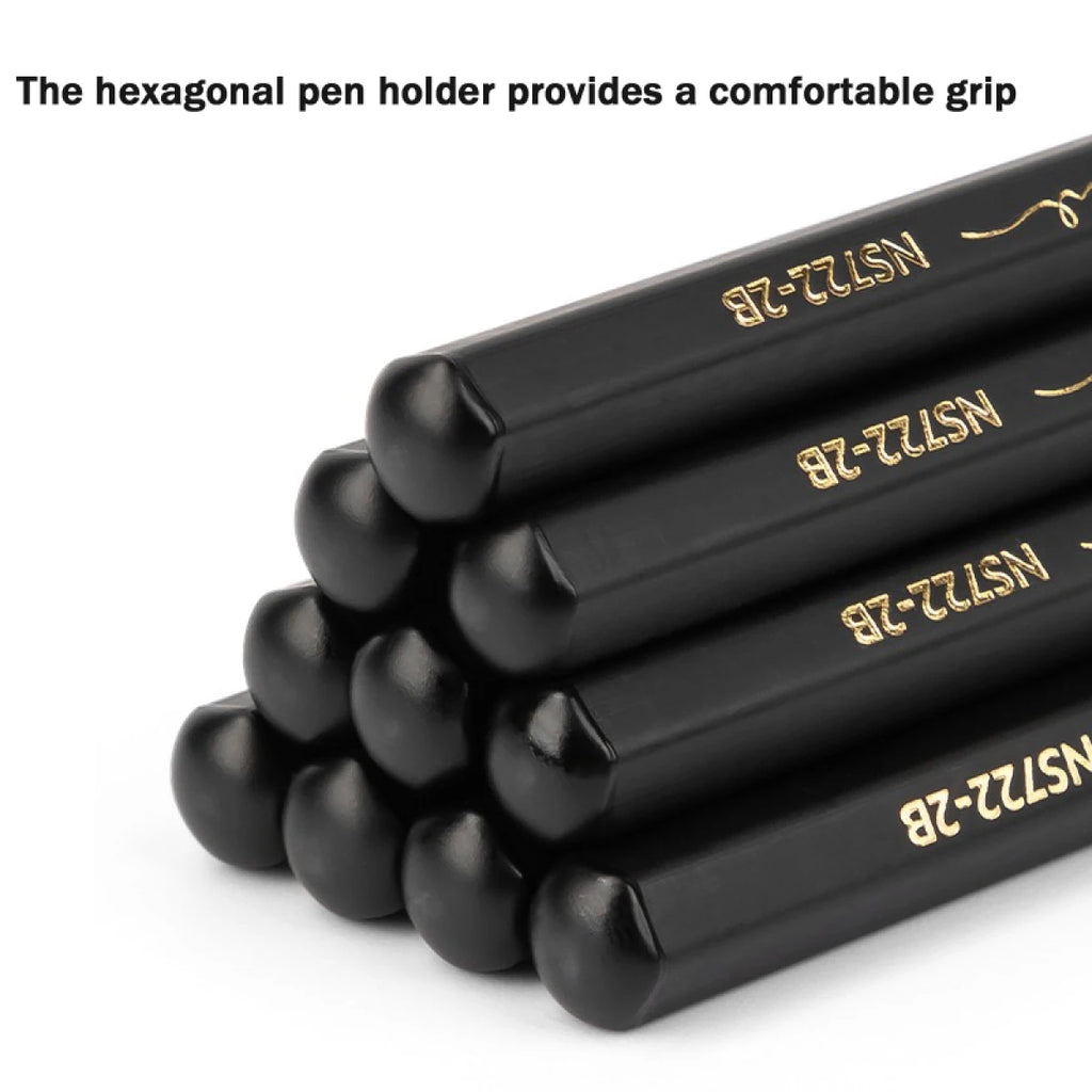 10-Pack Black Wooden Pencils, HB or 2B