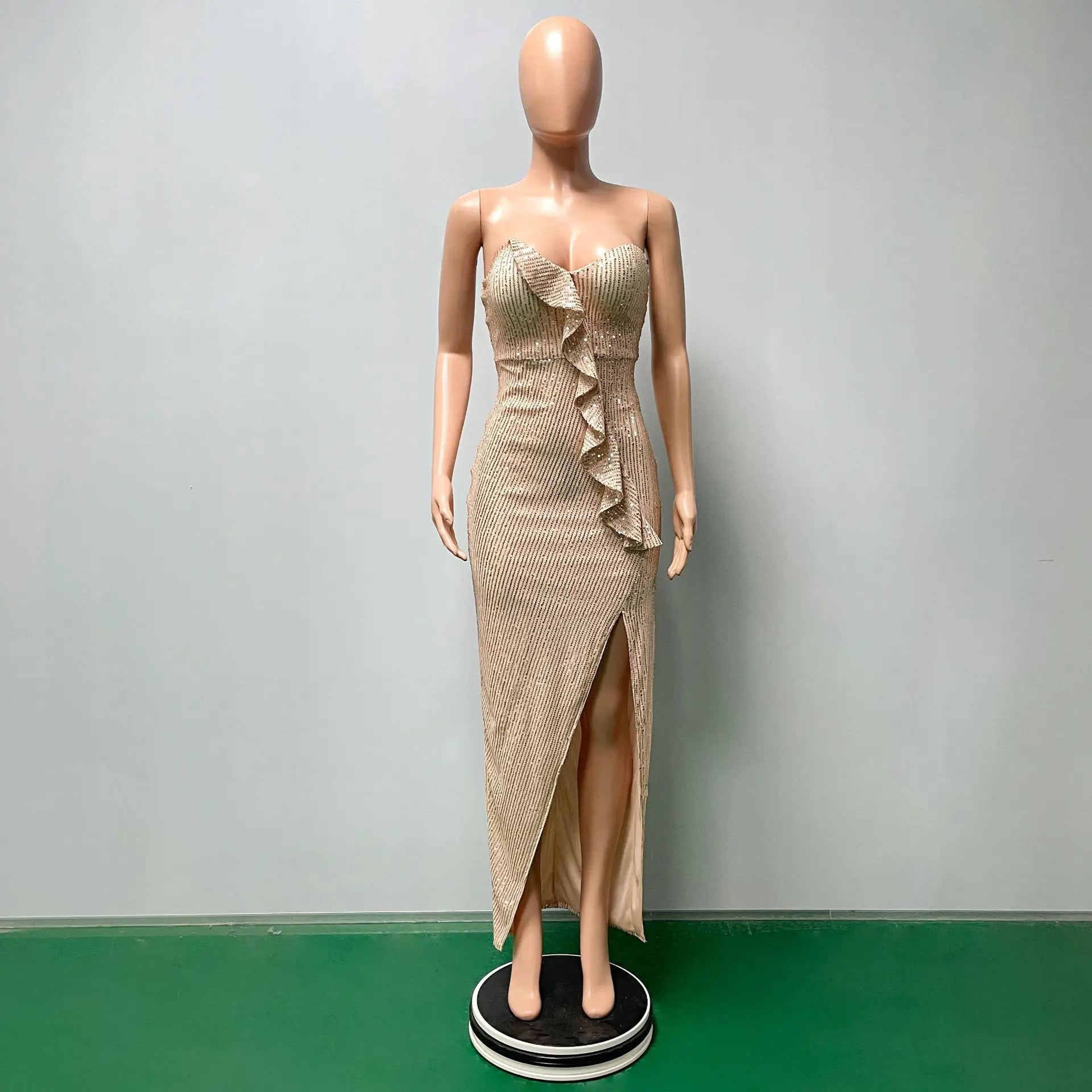 women's casual dresses for woman clothes Strapless sequined slit elegant party dresses evening summer birthday prom dress hwy739