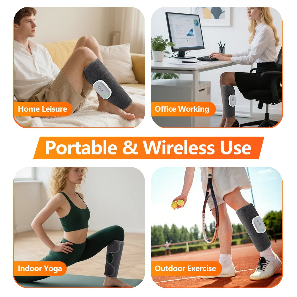 Wireless 360° Air Pressure Calf Massager — 3-Mode Airbag Leg & Foot Circulation Booster