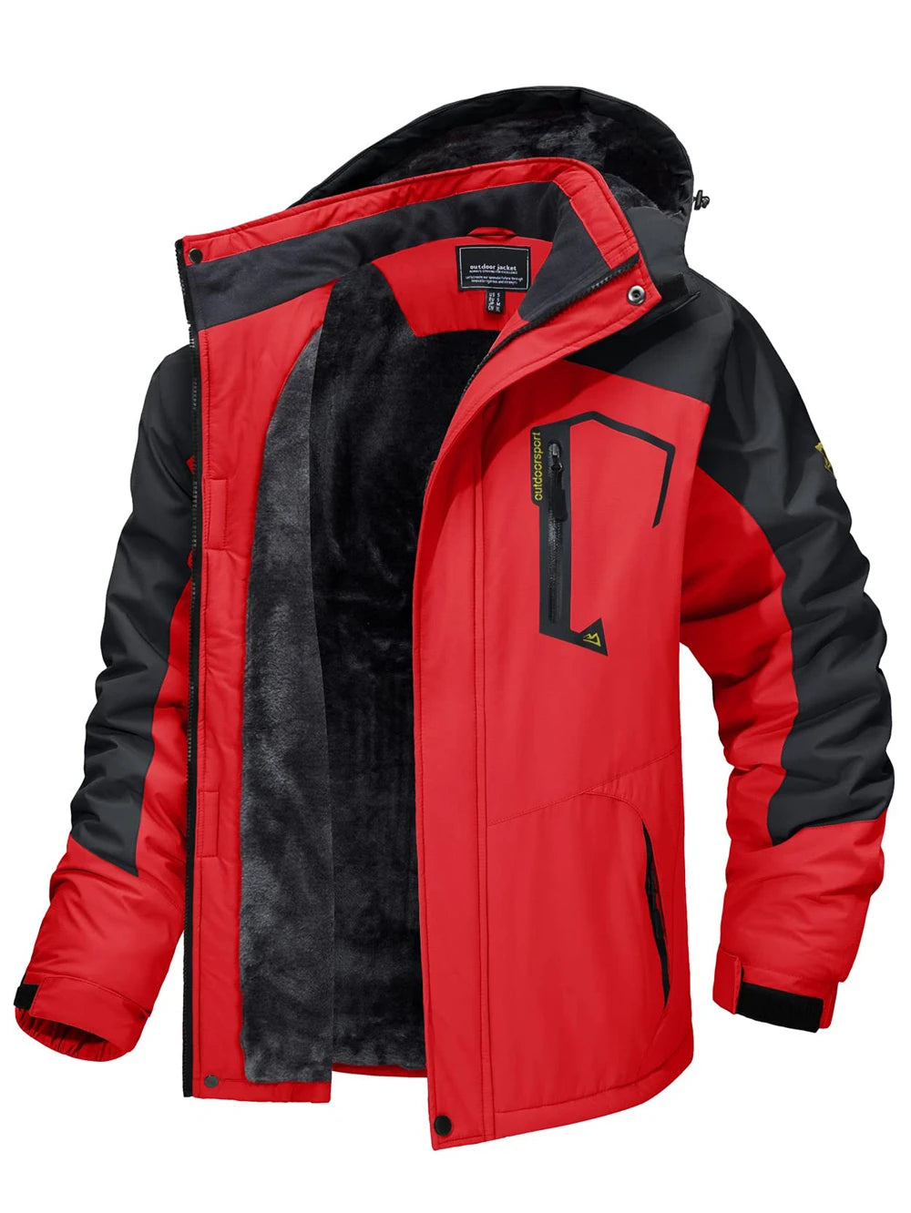 TACVASEN Fleece-Lined Mountain Hiking Jacket – Removable Hood Ski Snowboard Parka for Men