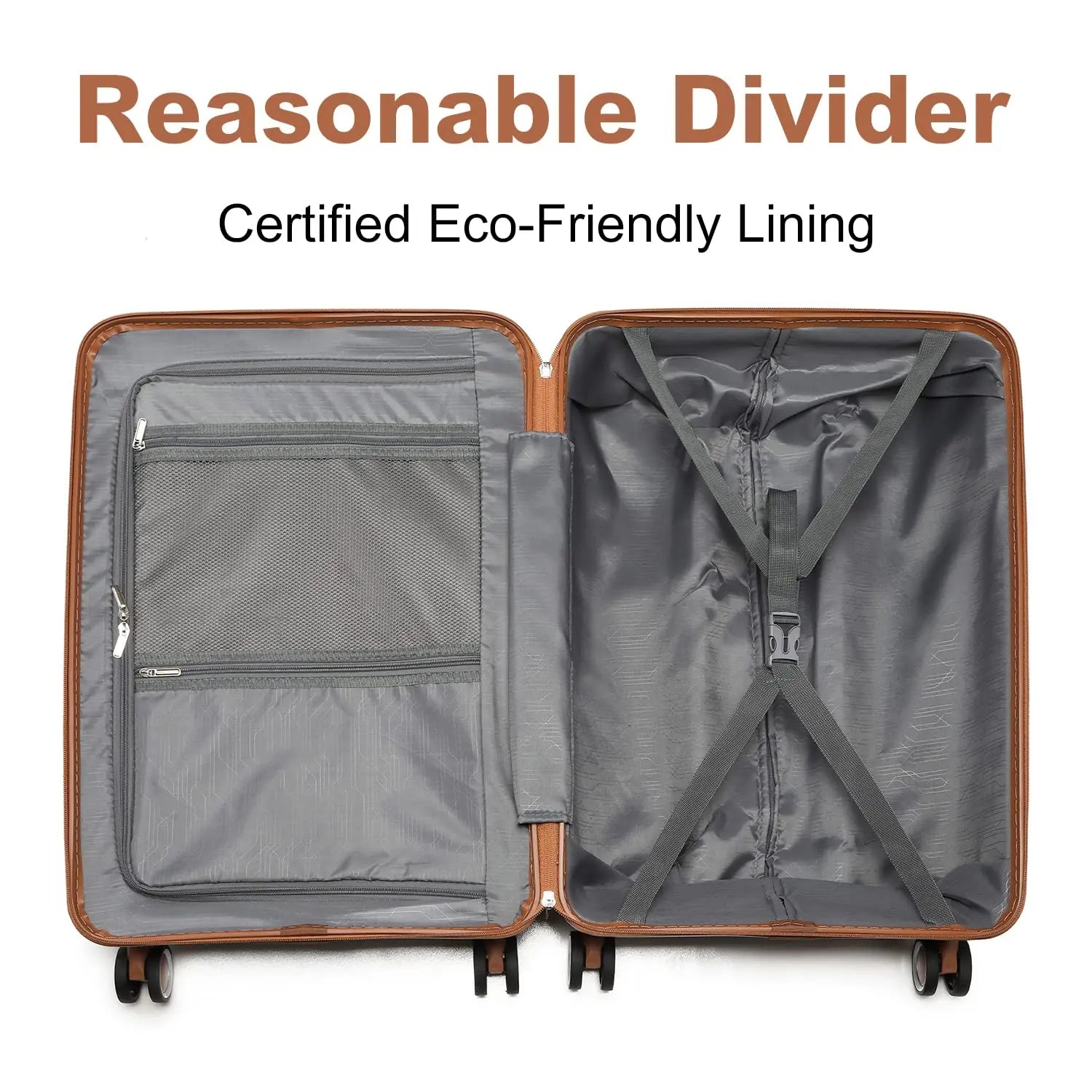 British Traveller 100% PP Hard Shell Luggage — 8 Spinner Wheels & TSA Lock