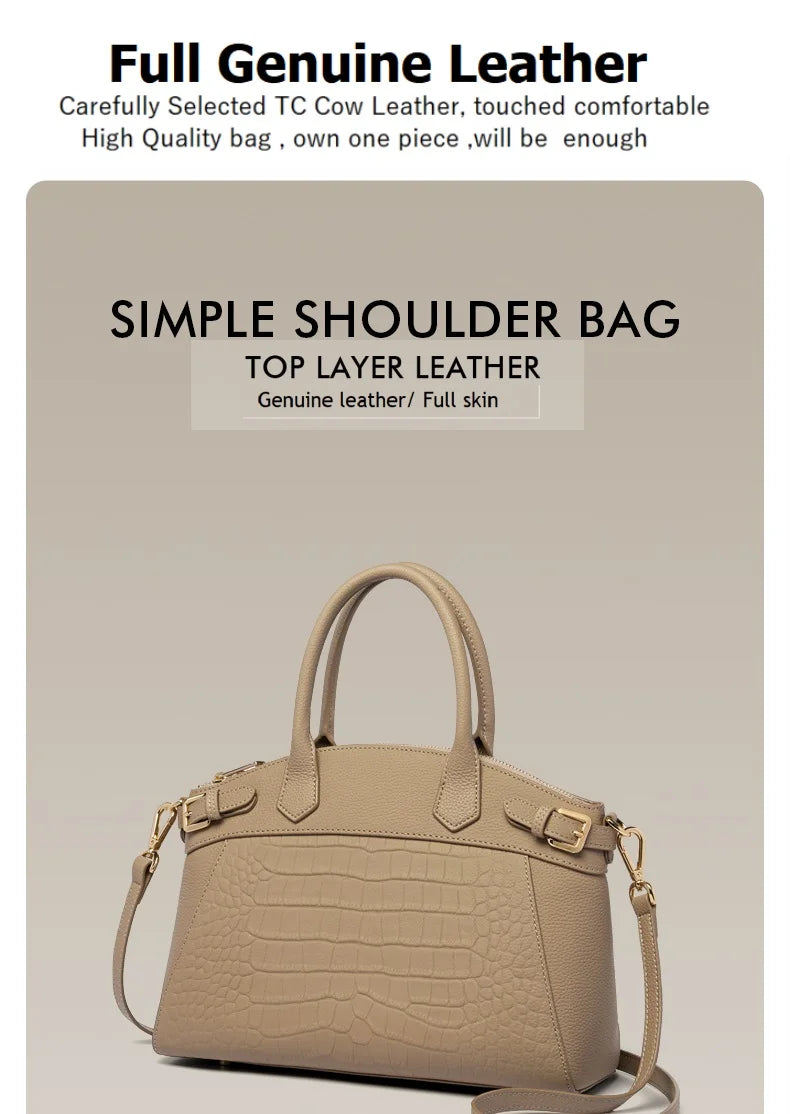 ZOOLER Genuine Cow Leather Flap Tote Bag – Luxury Lock Shoulder Crossbody Handbag for Women
