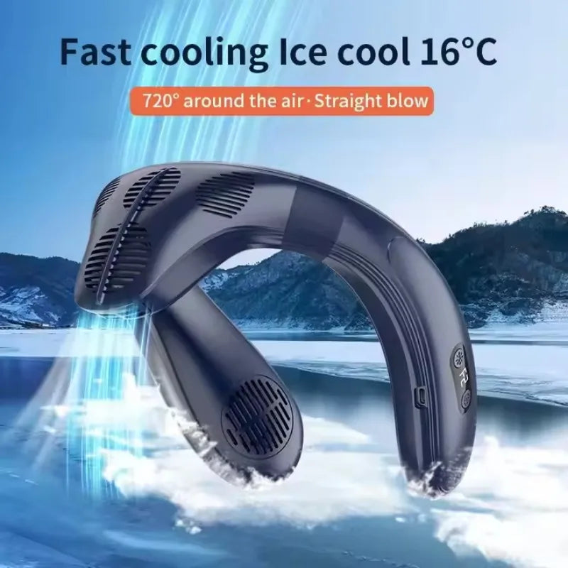 Portable Neck Air Conditioner — Rechargeable Semiconductor Bladeless Cooling Fan Wearable Cooler