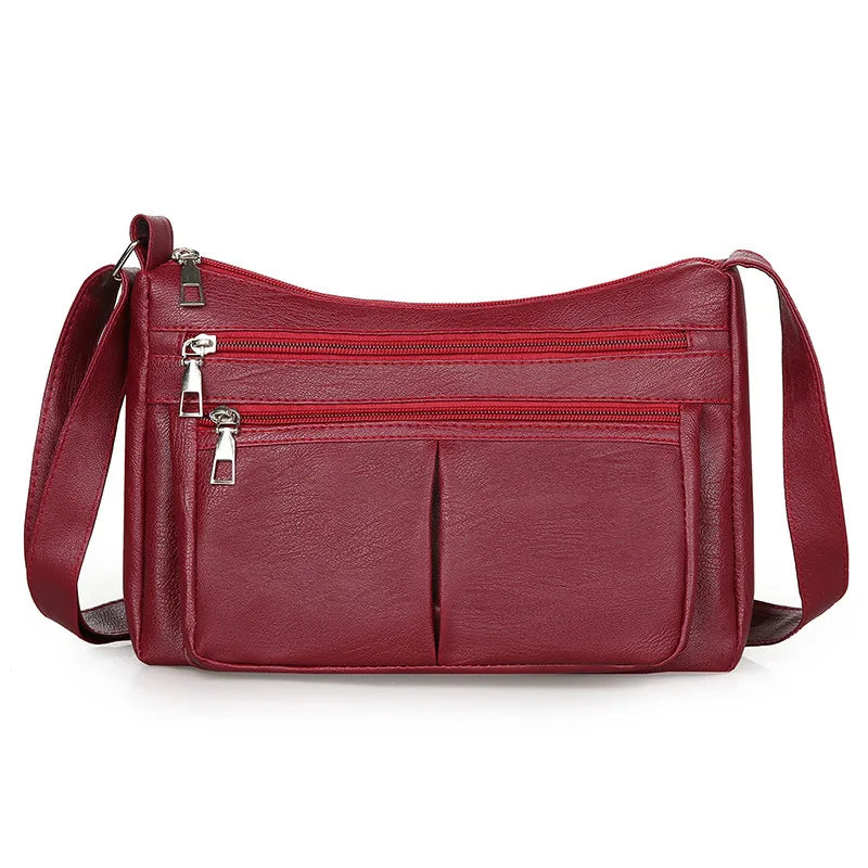 Korean Soft Leather Crossbody Shoulder Bag – Luxury Designer Tote for Women