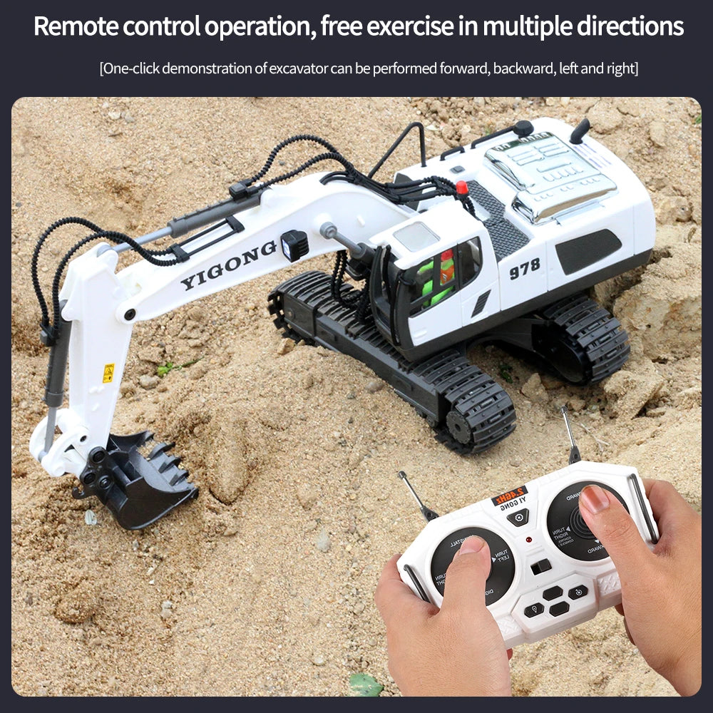 RC Excavator & Construction Toy Set – Remote Control Dump Truck & Bulldozer for Kids