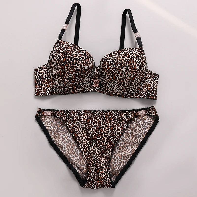Sexy Leopard Print Push-Up Bra & Underwear Set