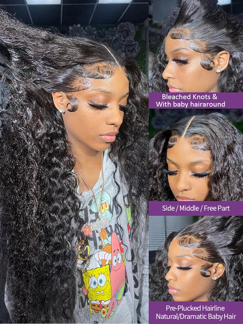30–36 Inch Deep Wave Lace Front Wig | 13x4 13x6 360 HD Lace Water Wave Curly Human Hair for Women