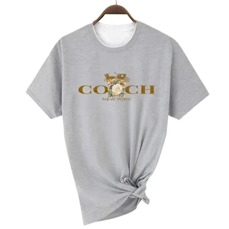 Women's Luxury Print O-Neck Short Sleeve T-Shirt – Hip Hop Alphabet Summer Top 2026
