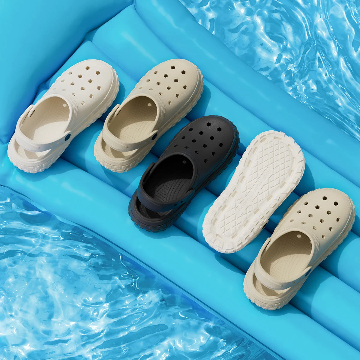 Unisex Closed-Toe Hole Shoes – Non-Slip Thick Soft Sole Beach Sandals