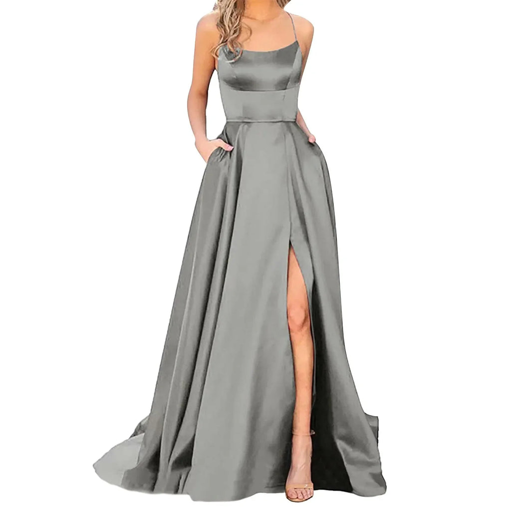 2024 New Women Dress Elegant Vintage Ladies Backless Long Dresses Wine Party Prom Wedding Floor Length Evening Dress For Women