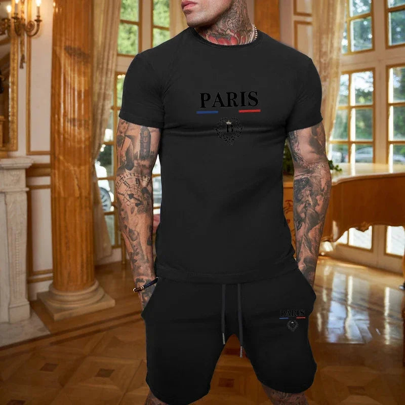 Men's Short Sleeve T-Shirt & Split Shorts Set – Fashion Jogging Casual Sport 2-Piece