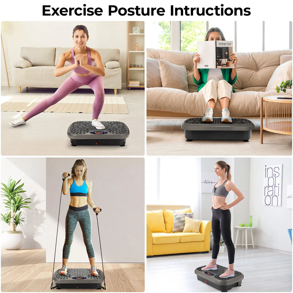 Vibration Plate Exercise Machine – Whole Body Workout Platform with Loop Bands for Home Training