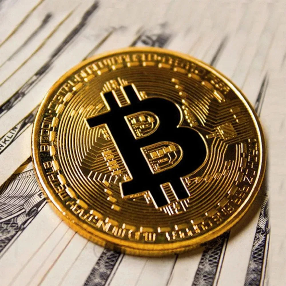 Gold Plated Bitcoin Commemorative Coin – Collectible Crypto Art Gift Physical Casascius Antique