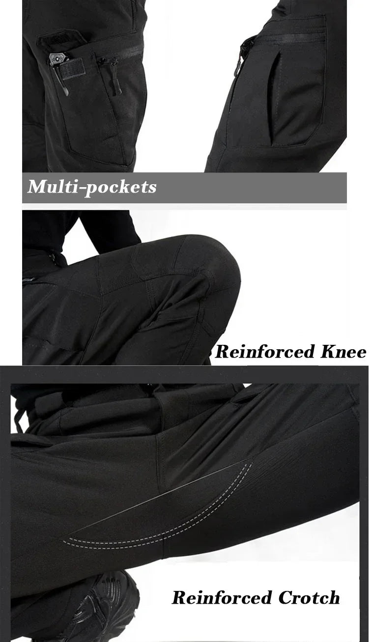 Men's Tactical Soft Shell Jacket & Cargo Pants Set – Waterproof Fleece-Lined Winter 2-Piece