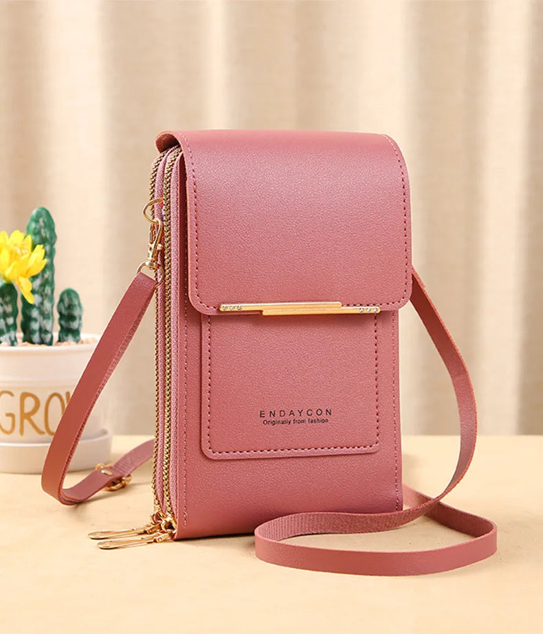 Women Crossbody Shoulder Bags Wallets Touch Screen Cell Phone Purse Soft Leather Strap Handbag for Female Luxury Messenger Bags