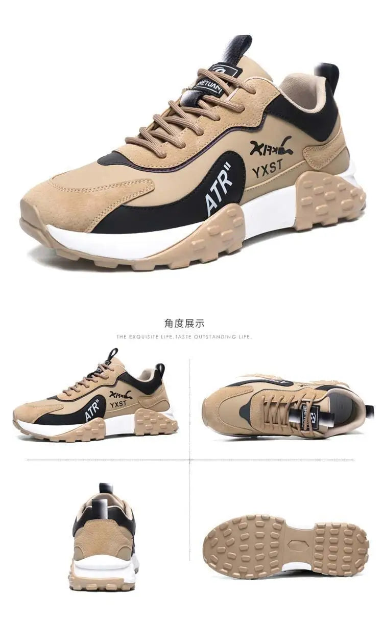 Men's Breathable Faux Leather Lace-Up Sneakers
