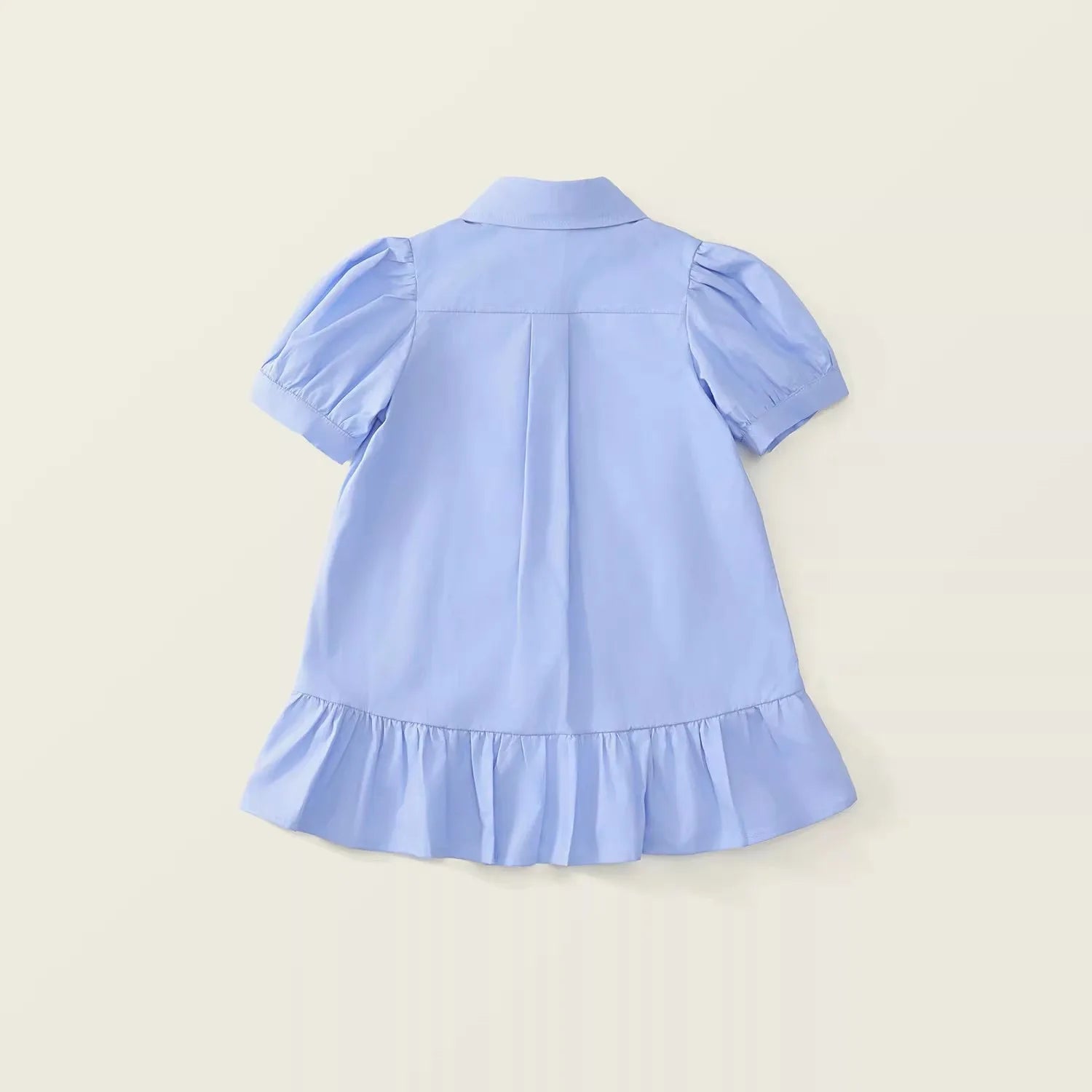 Rabbit Cartoon Shirt Dress for Girls — Short Sleeve Blue Casual Dress