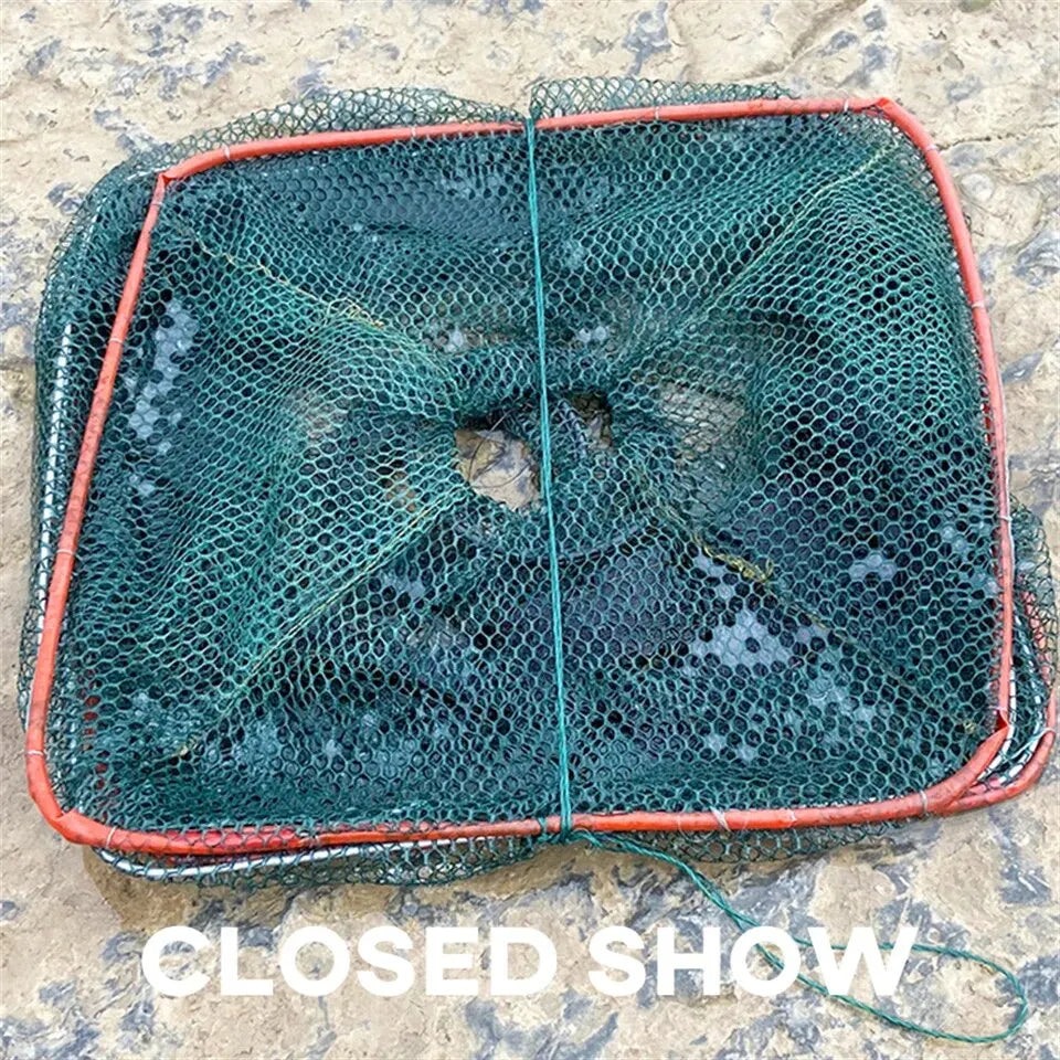 Collapsible Cast Net Fish Cage — Nylon Mesh Trap for Crab, Shrimp & Crayfish