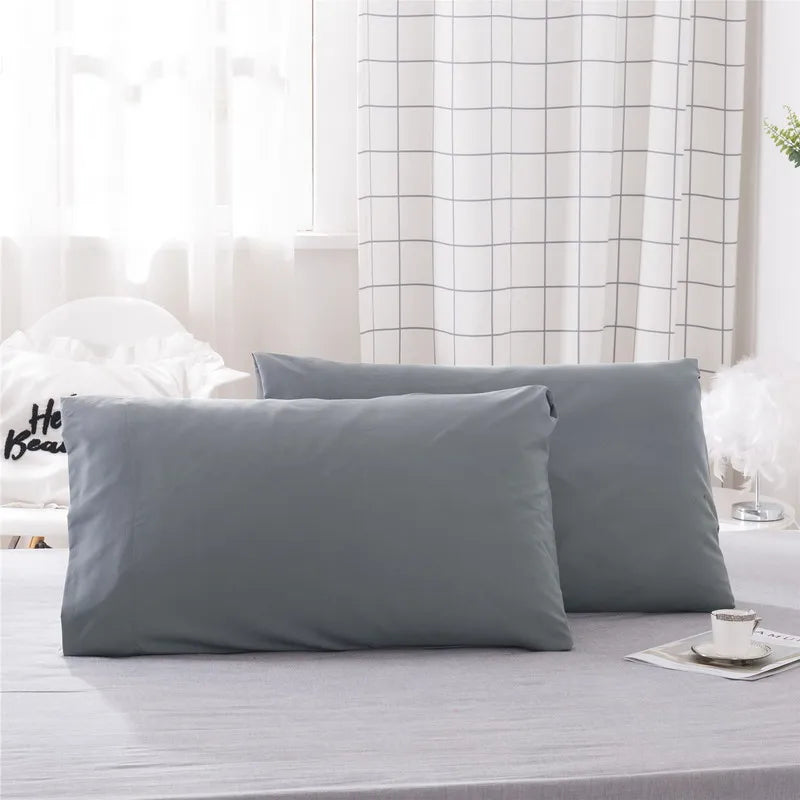 Luxurious Solid Color Pillowcase 2-Pack – Soft Hypoallergenic Pillow Cover, Black, Grey & Pink
