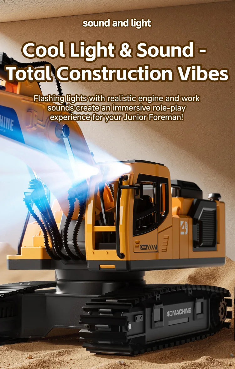 14-Channel 3-in-1 RC Excavator with Mist Spray – Alloy Remote Control Construction Truck