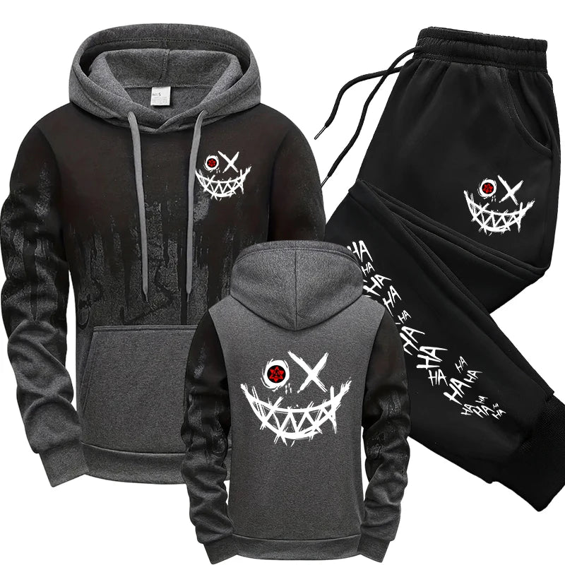 Men's Splashed Ink Zip-Up Hoodie & Jogger Tracksuit Set