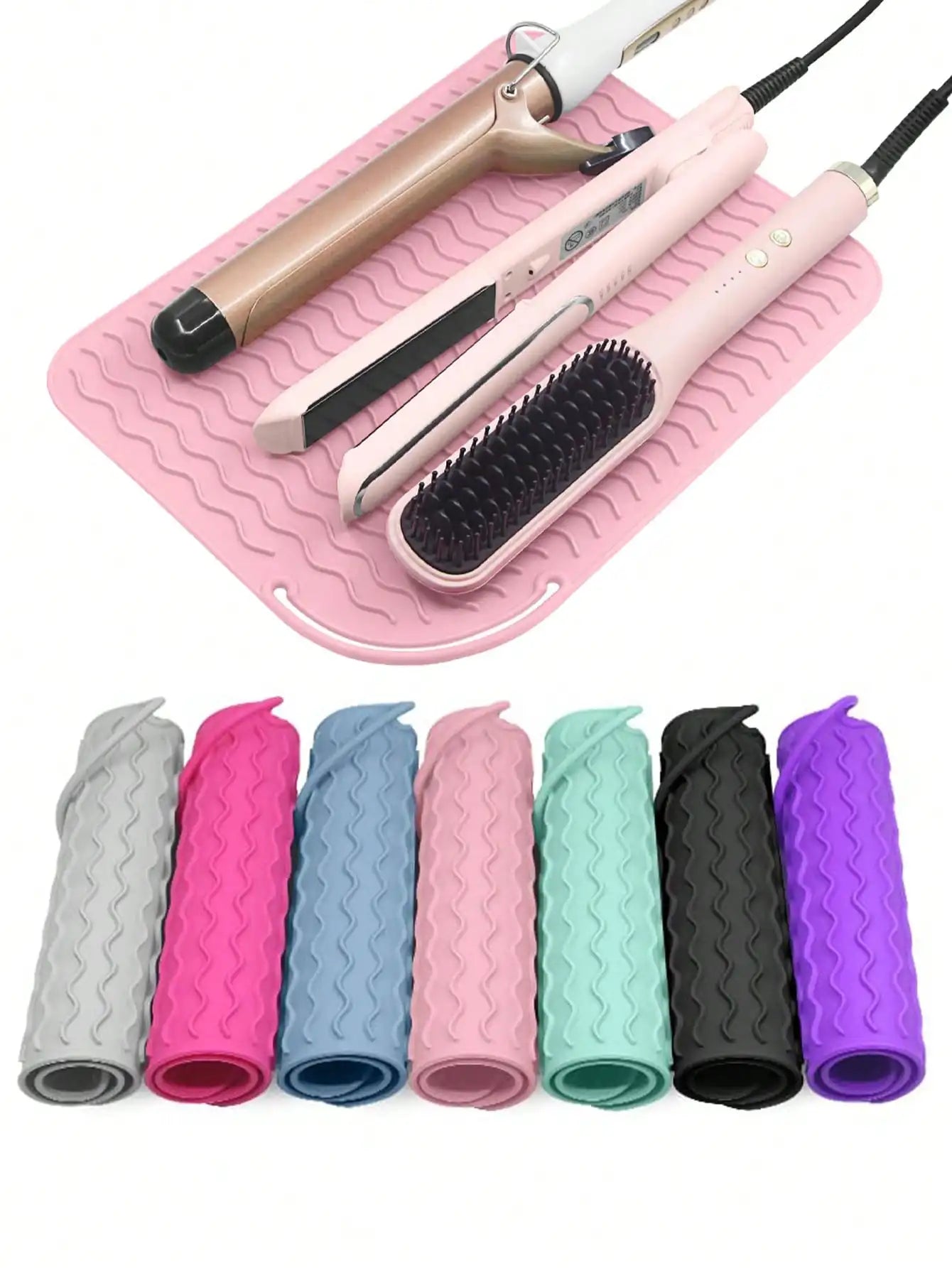 Silicone Heat Resistant Mat — Travel Hair Tool Pad for Flat Iron & Curling Iron