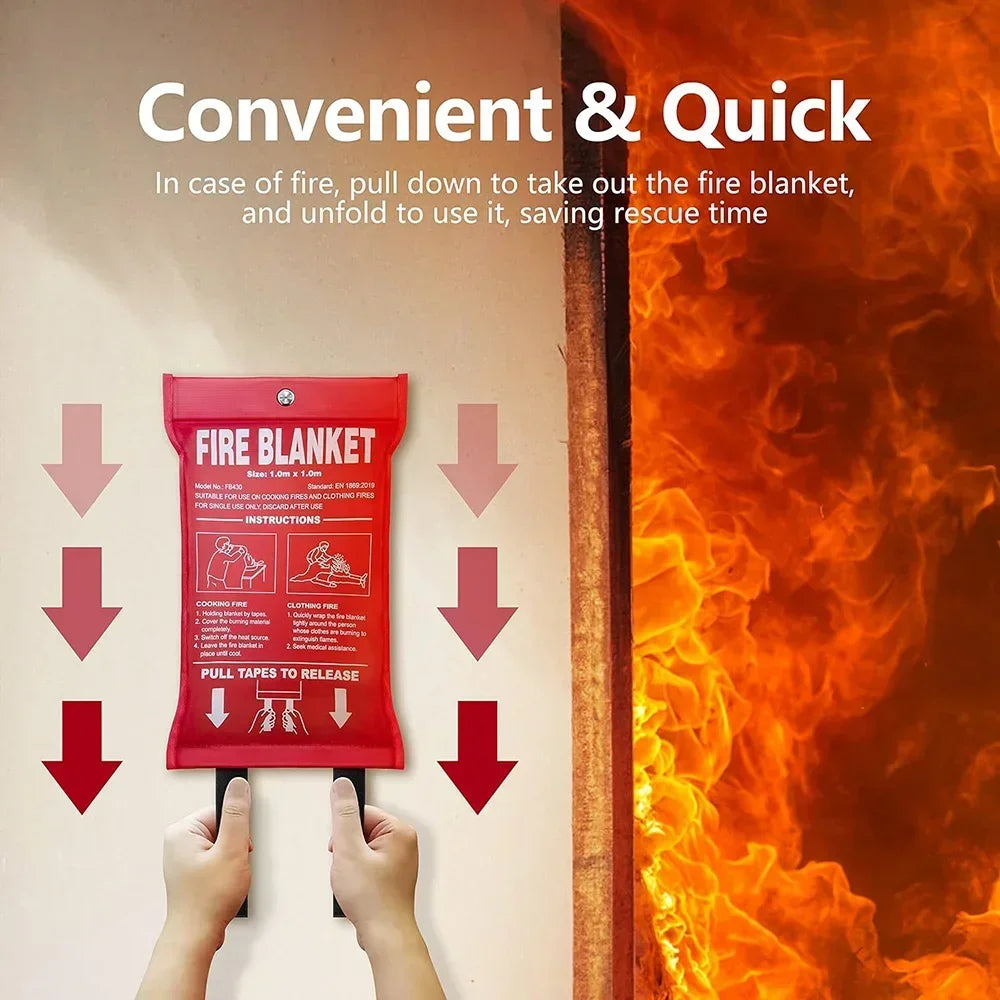 Fiberglass Fire Emergency Blanket – Flame Retardant Suppression Blanket for Home Safety & Survival